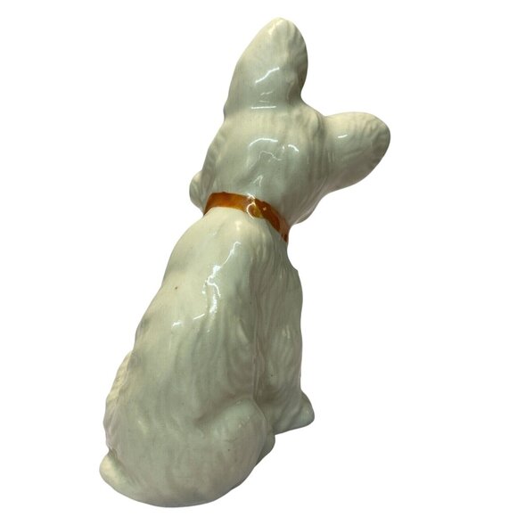 Vintage Scottish Terrier Scottie Dog Figurine Statue Ceramic White Gold 5” Tall - Picture 3 of 9